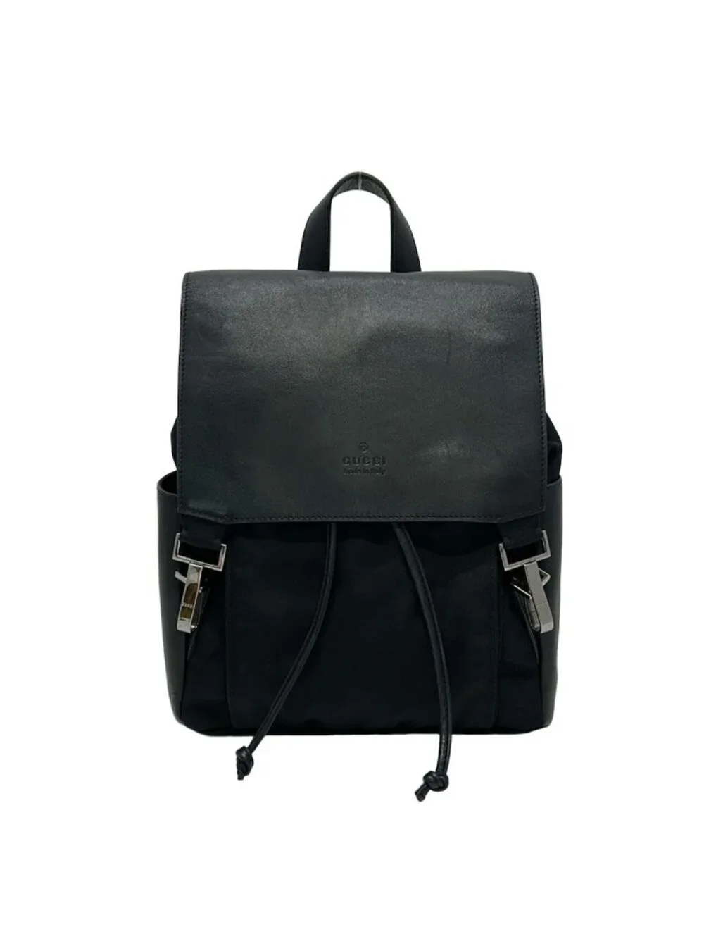 Gucci Backpack Black Drawstring Leather